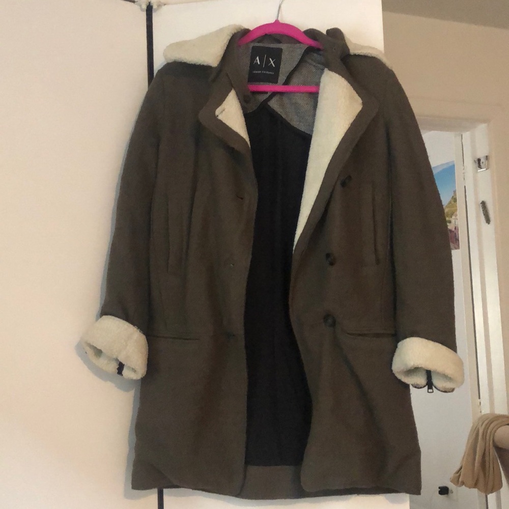 Wool Armani Exchange moto pea coat